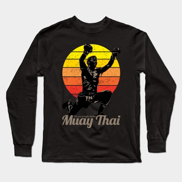 Muay Thai Kick Boxing Long Sleeve T-Shirt by KewaleeTee